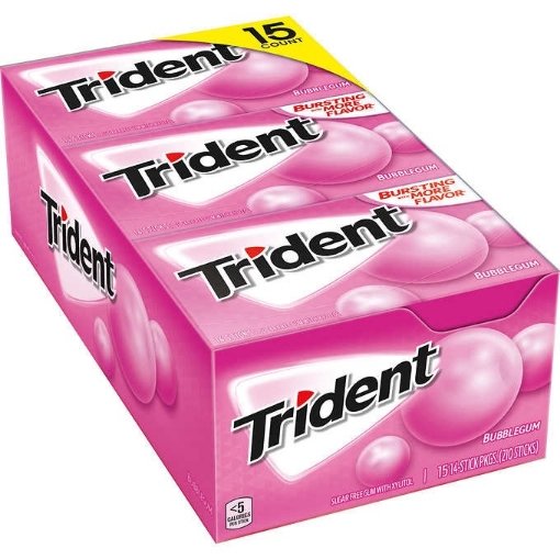 Picture of Kẹo cao su không đường thổi bong bong trident sugar free gum, bubblegum