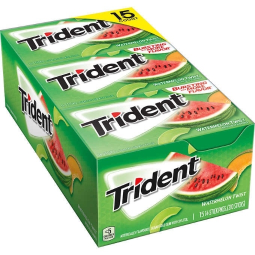 Picture of Kẹo cao su không đường vị dưa hấu trident sugar free gum, watermelon twist