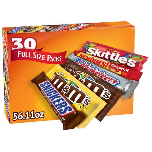 Picture of Kẹo đủ vị m&m's, skittles and more candy bars, variety pack, full size