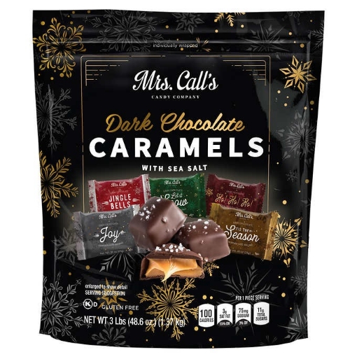 Picture of Kẹo caramen, sô cô la sữa và muối biển mrs. call's dark chocolate caramels with sea salt holiday bag