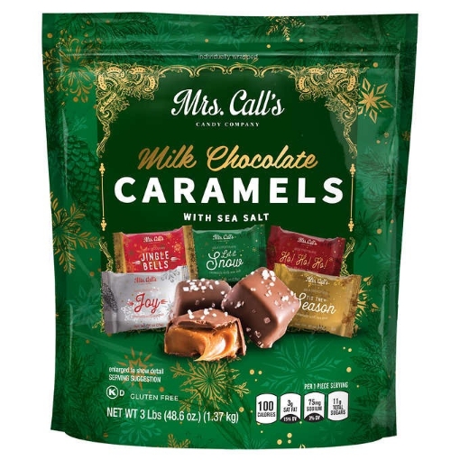 Picture of Kẹo caramen, sô cô la sữa và muối biển mrs. call's milk chocolate caramels with sea salt holiday bag