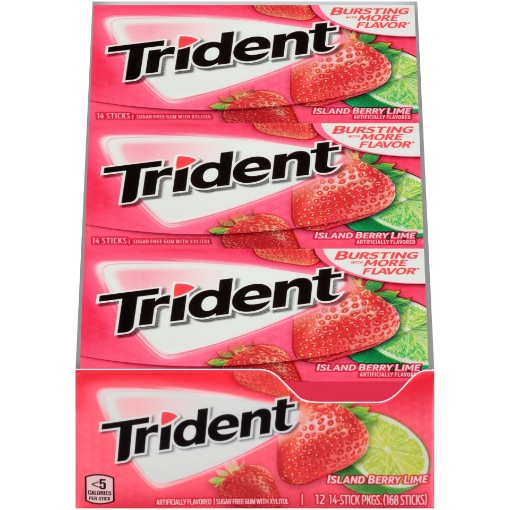 Picture of Kẹo cao su không đường vị dâu - chanh trident sugar free gum, island berry lime
