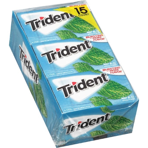 Picture of Kẹo cao su không đường vị bạc hà ngọt trident sugar free gum, mint bliss