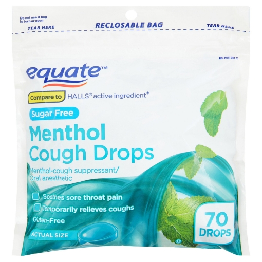 Picture of Kẹo ngậm giảm ho không đường equate sugar free cough drops menthol 70 viên