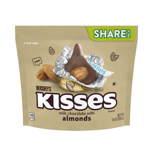 Picture of Kẹo sô-cô-la sữa hạnh nhân hershey's kisses milk chocolate and almond candy, share size