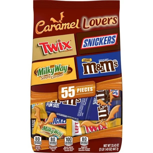 Picture of Túi kẹo caramel lovers snickers, m&m's, twix & milk way halloween candy variety pack, 55 viên