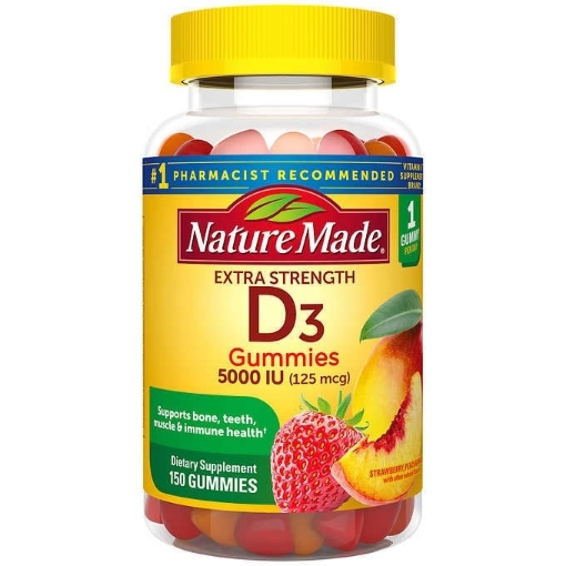 Picture of Kẹo dẻo bổ sung vitamin d3 nature made extra strength vitamin d3 125 mcg, 150 Gummies