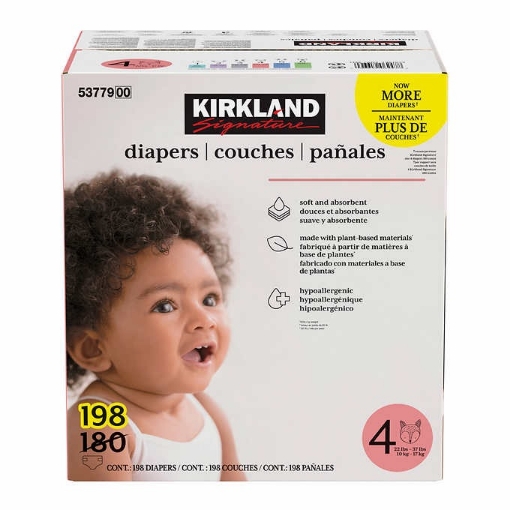 Picture of Tã dán em bé từ 10 - 17 kg kirkland signature diapers sizes 4 (22-37 ib/ 10-17 kg )
