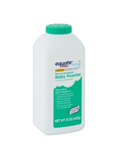 Picture of Phấn Đồ dùng cho Bé equate baby aloe vera and vitamin e hypoallergenic pure cornstarch baby powder, 15 oz