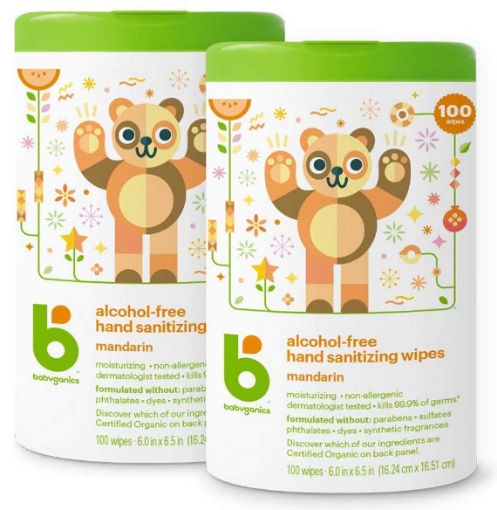 Picture of Khăn ướt lau tay không cồn Đồ dùng cho Bé babyganics alcohol - free hand sanitizer wipes 200 count