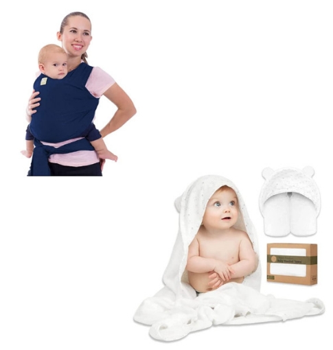 Picture of Bộ khăn quấn - khăn choàng dành cho em bé tất cả trong 1 all-in-1 stretchy baby sling and bamboo baby towel bundle - baby carrier wraps - baby towel set for newborn