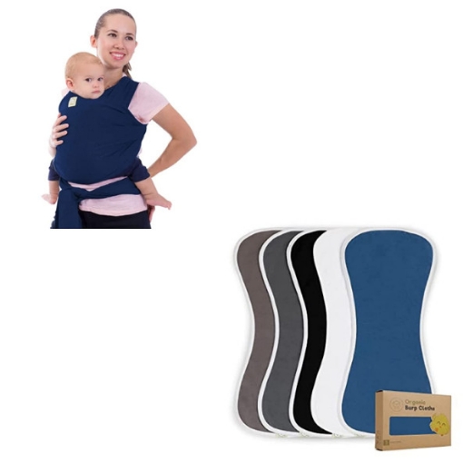 Picture of Bộ khăn quấn - balo đựng sữa tã cho bé khi di chuyển baby wrap carrier and diaper bag bundle - on-the-go bundle for all parents ( navy blue )
