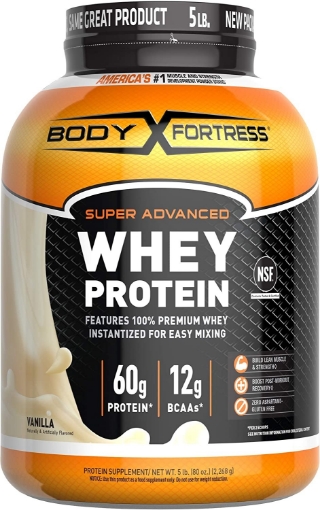Picture of Sữa bột protein tăng cơ, phục hồi cơ vị vani body fortress whey protein powder, vanila, 60g protein