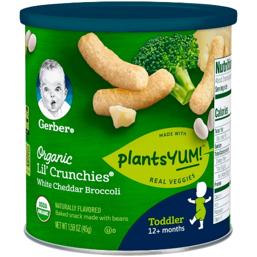 Picture of Bánh ăn dặm hữu cơ cho trẻ trên 1 tuổi vị bông cải xanh gerber organic toddler food, white cheddar broccoli baby snack