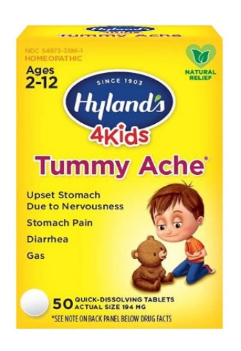 Picture of Viên ngậm giảm đau bụng, đầy hơi và tiêu chảy dành cho trẻ hyland's homeopathic 4 kids tummy ache tablets