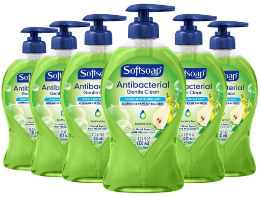 Picture of Set nước rửa tay softsoap antibacterial liquid hand soap pump, gentle clean, sparkling pear