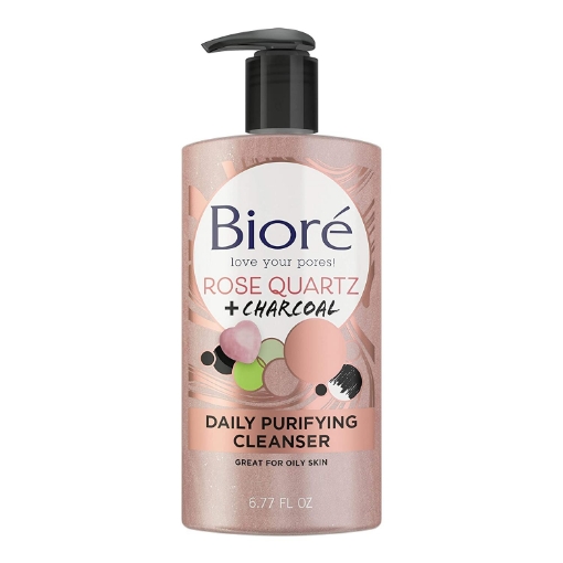 Picture of Sữa rửa mặt tinh chất thạch anh hồng & than hồng bioré rose quartz + charcoal daily purifying cleanser, oil - free