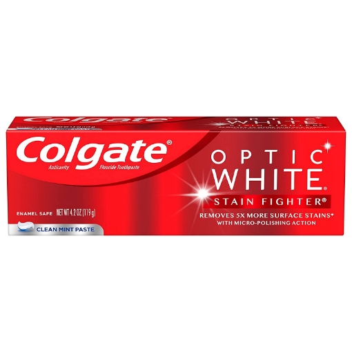 Picture of Kem đánh răng colgate optic white stain fighter clean mint paste,4.2 oz