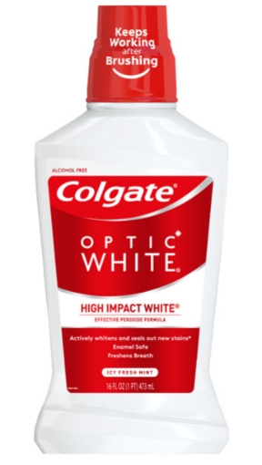Picture of Nước súc miệng trắng răng colgate optic white whitening mouthwash, 2% hydrogen peroxide - fresh mint