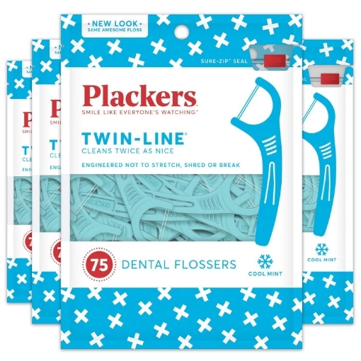 Picture of Tăm chỉ nha khoa plackers twin - line dental flossers, 75 count x 4 pack