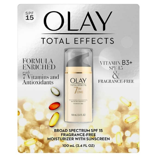 Picture of Kem dưỡng ẩm, chống nắng 7 trong 1 olay total effects 7-in-1 moisturizer with sunscreen spf 15 fragrance free,3.4floz,100ml
