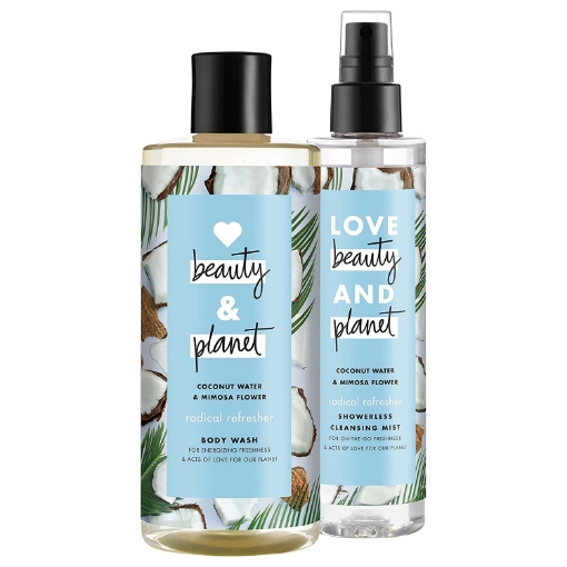 Picture of Bộ sữa tắm và xịt khoáng làm sạch cơ thể love beauty and planet body wash and cleansing mist, coconut water & mimosa flower