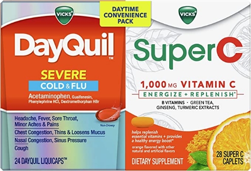 Picture of Thuốc trị cảm lạnh, cảm cúm, bổ sung Vitamin B+C, Vicks DayQuil and Super C Severe Cold & Flu, 52 viên