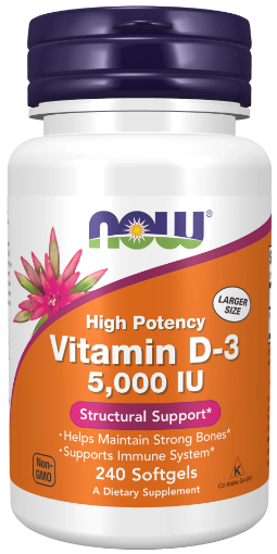 Picture of Viên uống bổ sung Vitamin D3 Now Foods Supplements Vitamin D3 5000 IU High Potency Structural Support Softgels