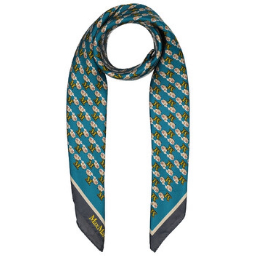 Picture of MAX MARA Turquoise Velia Silk Twill Foulard Scarf