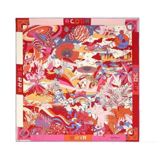 Picture of SALVATORE FERRAGAMO Ladies Elements Print Silk Scarf