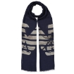 Picture of EMPORIO ARMANI Black Logo-Print Frayed Scarf