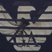 Picture of EMPORIO ARMANI Black Logo-Print Frayed Scarf