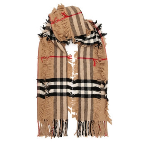 Picture of BURBERRY Fringed Vintage Check Cashmere Scarf In Archive Beige