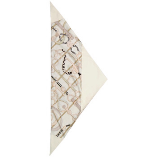 Picture of HERMES Ladies Ecru / White Cuir Et Soie Imprimee Bandana Triangle Scarf