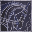 Picture of HERMES Marine/Blue Robe Du Soir Beads Embroidery Silk Scarf