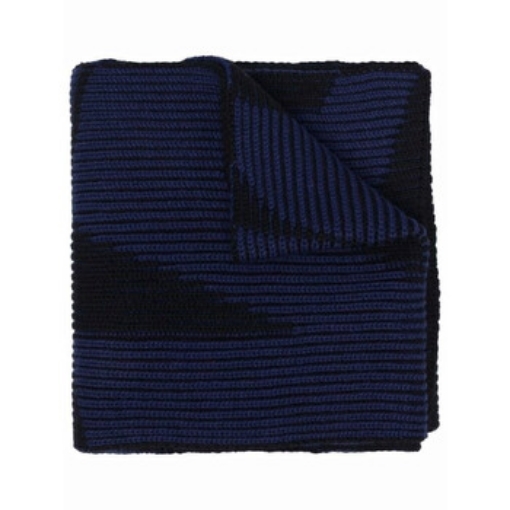Picture of BALENCIAGA Ladies Black / Blue Logo-Print Wool Scarf
