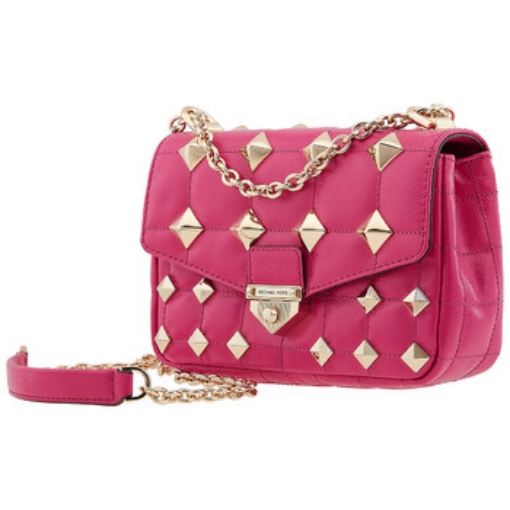 Picture of MICHAEL KORS Ladies Wild Berry Soho Small Studded Quilted Patent Leather Shoulder Bag