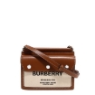 Picture of BURBERRY Mini Horseferry Print Leather And Canvas Title Bag in Natural/Malt Brown