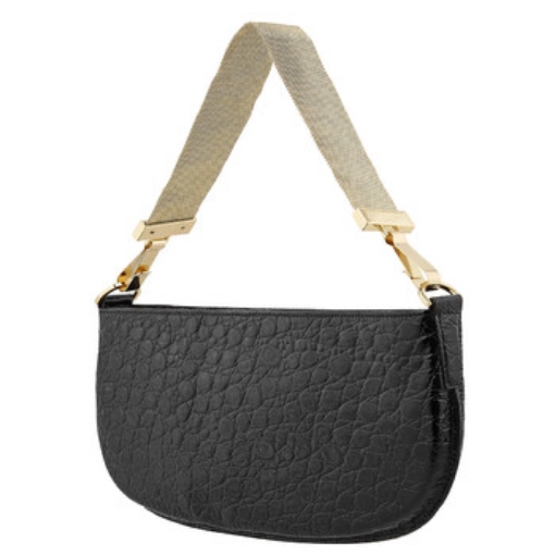 Picture of BY FAR Ladies Beverly Circul Crocodile-Effect Shoulder Bag - Black