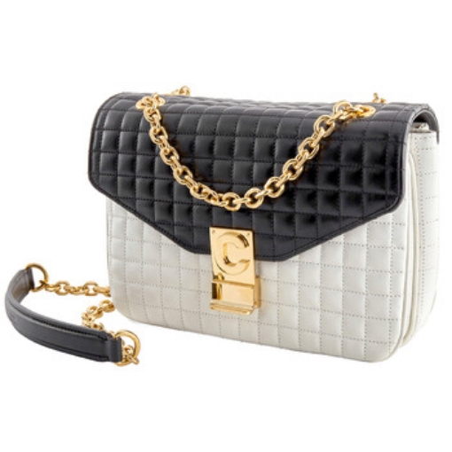 Picture of CELINE Medium C in Quilted Calfskin Black/White Shoulder Bag