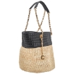 Picture of CELINE Ladies Raffia And Calfskin Medium Quilted Basket Bag