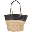 Picture of CELINE Ladies Raffia And Calfskin Medium Quilted Basket Bag