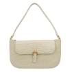 Picture of BY FAR Ladies Cream Miranda Crocodile Embossed Shoulder Bag