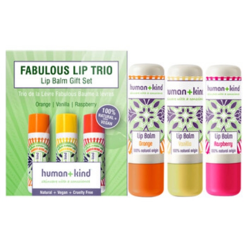 Picture of HUMAN+KIND Fabulous Lip Balm Trio by for Women - 3 x 0.17 oz Orange, Vanilla, Raspberry