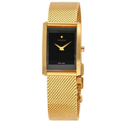 Picture of MOVADO Open Box - La Nouvelle Black Dial Yellow Gold PVD Ladies Watch