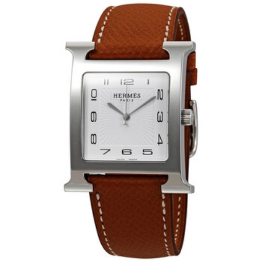 Picture of HERMES H Hour White Dial Brown Leather Ladies Watch