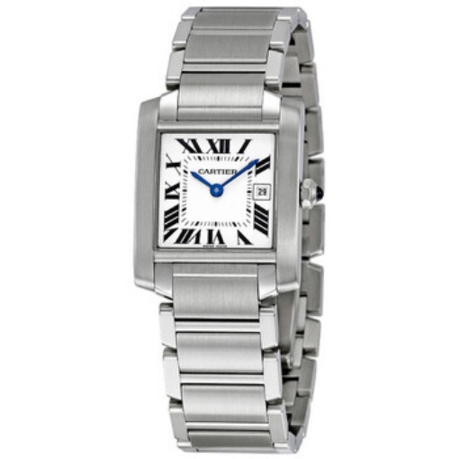 Picture of CARTIER Tank Francaise White Grained Dial Steel Midsize Watch