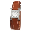 Picture of HERMES H Hour White Dial Ladies Small Double Tour Leather Watch