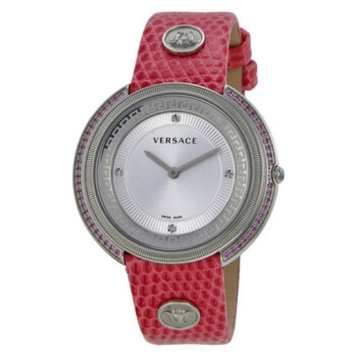 Picture of VERSACE Thea Silver Dial Pink Lizard Ladies Watch