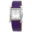 Picture of HERMES H Hour White Glazed Dial Purple Leather Ladies Watch